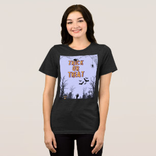 En Tri-matière Trick ou traiter Halloween T-shirt femmes, enfants