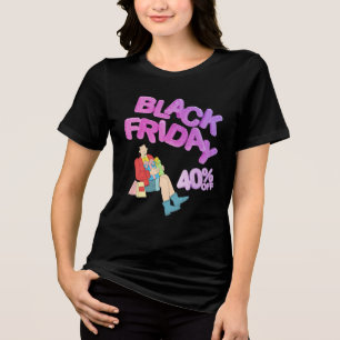 En Tri-matière Vente Black Friday T-shirt noir audacieux pour f