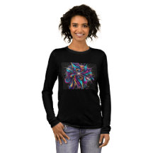 Vibrant Aura Abstraite - T-shirt noir féminin