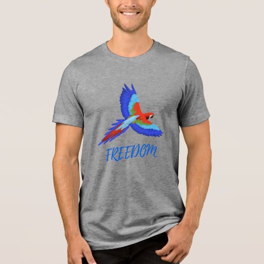 En Tri-matière Vibrant Macaw Parrot Freedom Tri-blend T-Shirt (Recto)
