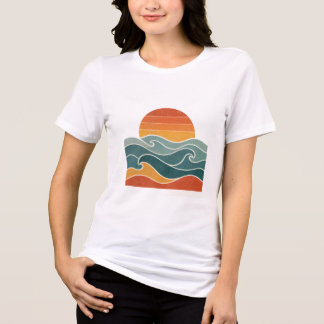 En Tri-matière Vintage 70s Abstract Sunset Waves T-Shirt