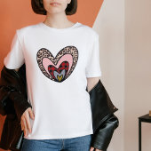 En Tri-matière White Nested Hearts T-Shirt – Valentine Tee