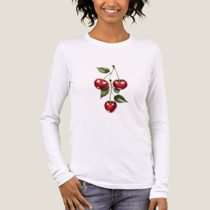 En Tri-matière Women's Cherry Illustration Long Sleeve T-Shirt