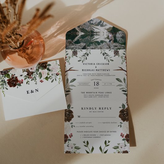 En Un Boho Floral Rustique | Invitation de mariage tout