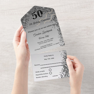 En Un Invitation 50e anniversaire noir pailleté | Tout â