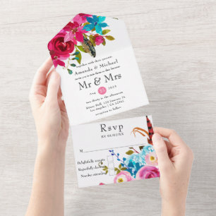 En Un Invitation de mariage floral bohème aquarelle tout
