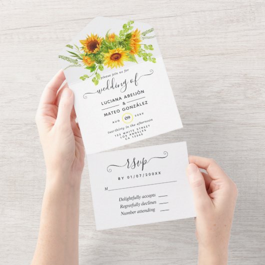 En Un Invitation de mariage tournesol tout compris (Déchirure)