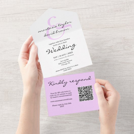 En Un Invitation Tout Compris avec Code QR et Esperluett (Déchirure)