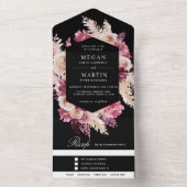 En Un Invitation Tout Compris Mariage Bohème Noir et Ros (À l'intérieur)