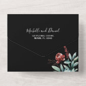 En Un Invitation Tout Compris Mariage Fleurs Noir et Rou (Verso)