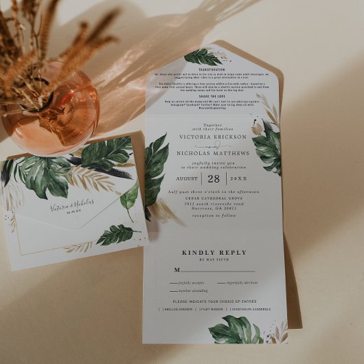 En Un La verdure tropicale | Invitation de mariage tout 