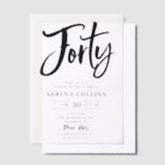 En Vélin Brush Calligraphy 40 Invitations Vellum Anniversai<br><div class="desc">Célébrez cet anniversaire marquant avec une invitation magnifiquement conçue à l'occasion de 40 ans qui combine élégance moderne et charme intemporel. Le titre Forty est écrit astucieusement dans la calligraphie de brosse moderne, ajoutant une touche de style et de célébrité, tandis que le reste du texte est placé dans une...</div>