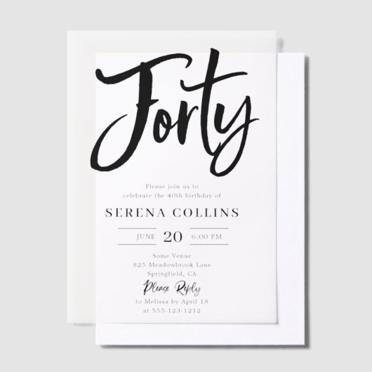 En Vélin Brush Calligraphy 40 Invitations Vellum Anniversai (Compenser)