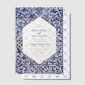 En Vélin Carreaux portugais rustiques Invitations de mariag (Décalage (Invitation))