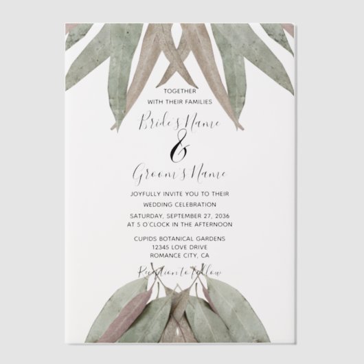 En Vélin Invitations de mariage Rustique Eucalyptus feuille (Recto)