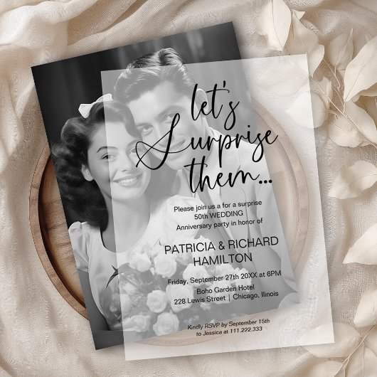 En Vélin Mariage Anniversaire Invitations à la fête surpris