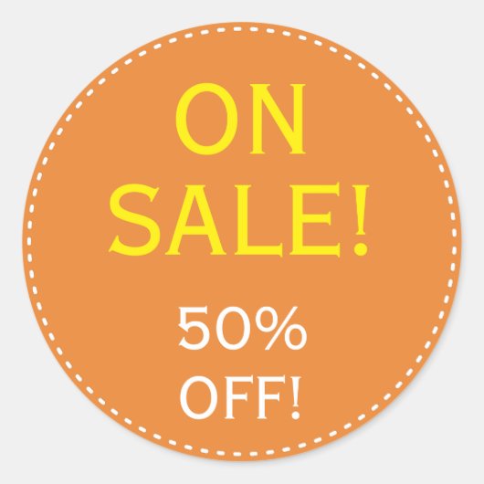 "EN VENTE ! 50% DE REMISE !" Autocollant (Devant)