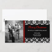 EN VENTE ! Carte photo Red Christmas Damask (Devant / Derrière)