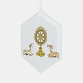 En Verre Bouddha Dharma Roue & Deers Ornement (Avant gauche)