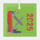 En Verre Couteau de l'armée, ornement à outils multiples (Recto)