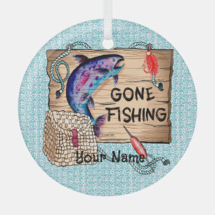 En Verre Gone Fishing ornement personnalisé