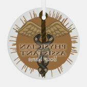 En Verre Médecin Assistant Caduceus ornement (Verso)