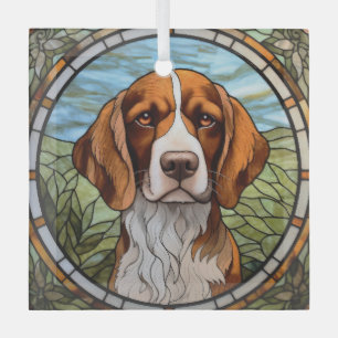 En Verre Ornement de chien breton
