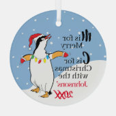 En Verre Ornement de pingouins de Noël (Verso)