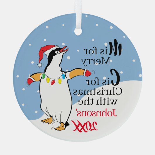 En Verre Ornement de pingouins de Noël (Verso)
