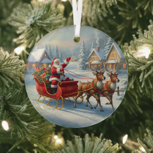 En Verre Ornement Rond de Noël Classique