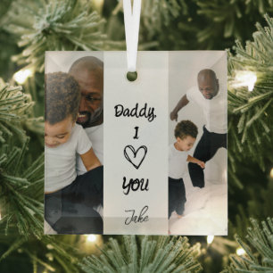 En Verre Papa, je t'aime Ornement photo personnalisé