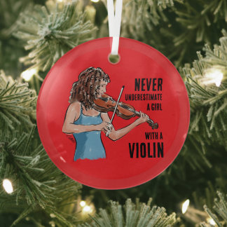 En Verre Une fille avec un ornement de violon