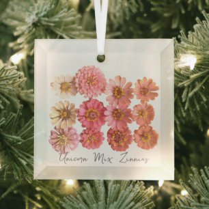 En Verre Unicorn Mix Zinnia Collage Ornement