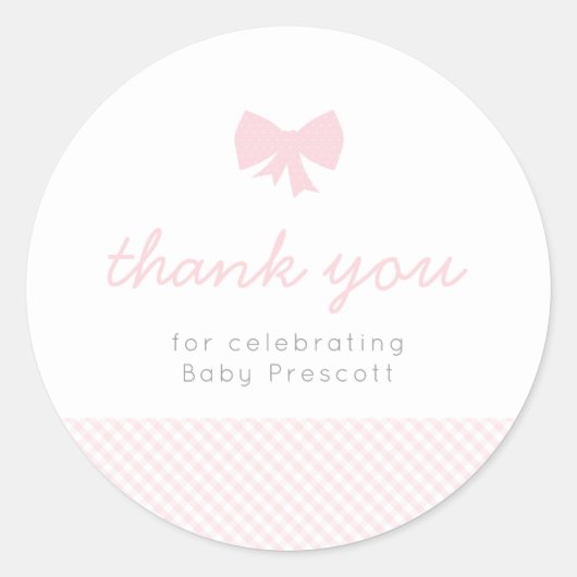 en vichy baby shower arc rose autocollant (Devant)