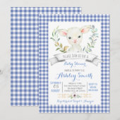 en vichy baby shower ovin de ferme invitation (Devant / Derrière)
