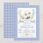 En vichy baby shower ovin de ferme invitation (Devant / Derrière)