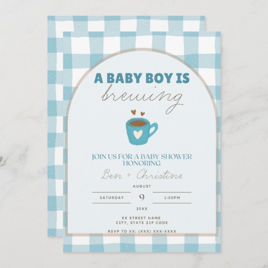 En vichy Bébé mignon brasse Douche Invitation (Devant / Derrière)