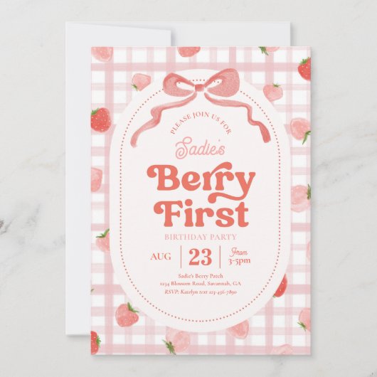 en vichy Berry Invitation d'anniversaire (Devant)