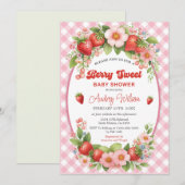 en vichy Berry Sweet Baby shower Invitation (Devant / Derrière)