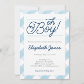 En vichy Bleu "Oh Garçon" Bébé Douche Invitations (Devant)