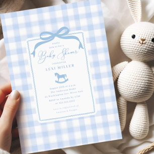 En vichy Bleu Rocse Baby shower Invitation
