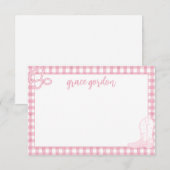 en vichy Boot Girls Rose Papier à lettres Carte de (Devant / Derrière)