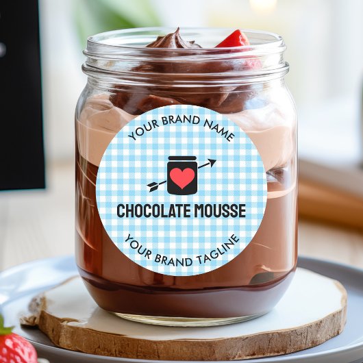 en vichy Chèques Motif bleu Étiquette Jar pour aff