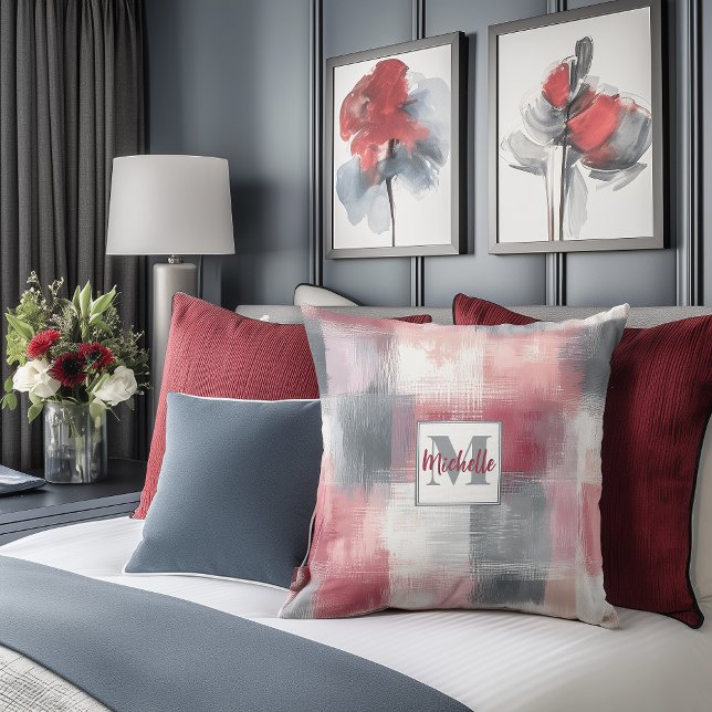 en vichy Coussin d'accentuation Gris Rose et Gris (Créateur téléchargé)