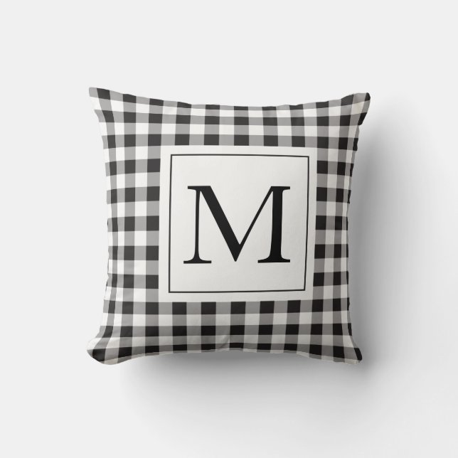 en vichy Coussin de monogramme noir (Recto)