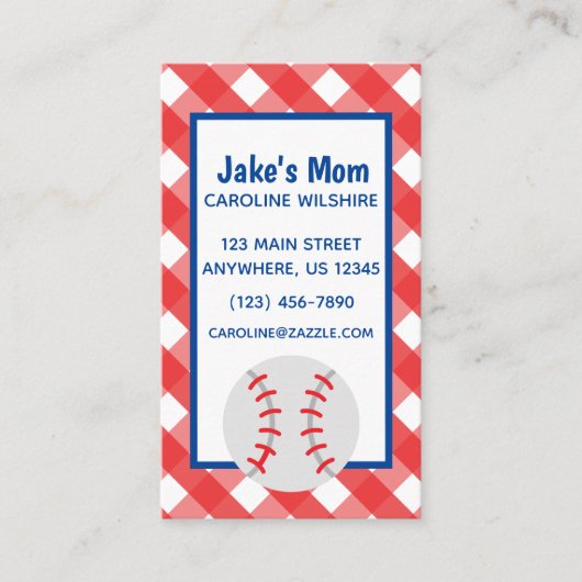 en vichy de baseball Business ou carte de contact (Devant)