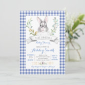 en vichy invitation baby shower lapin (Debout devant)