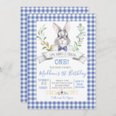 en vichy invitation d'anniversaire de lapin (Devant / Derrière)