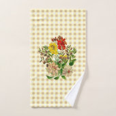 En vichy jaune avec Clematis Fleurs sauvages (Serviette à main)