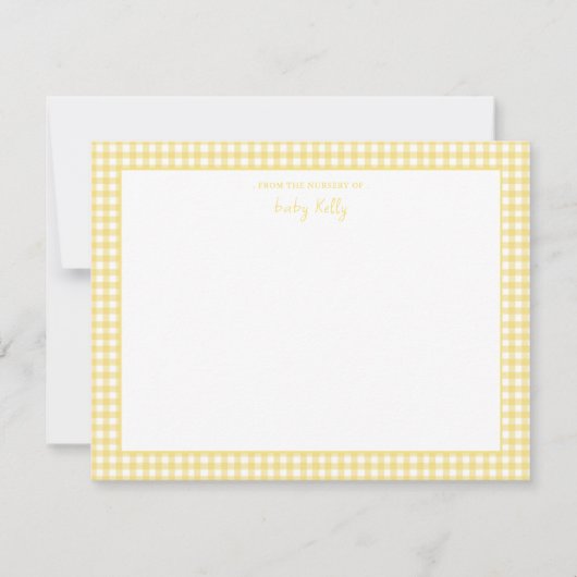 En vichy jaune chèque bébé Merci plat (Devant)